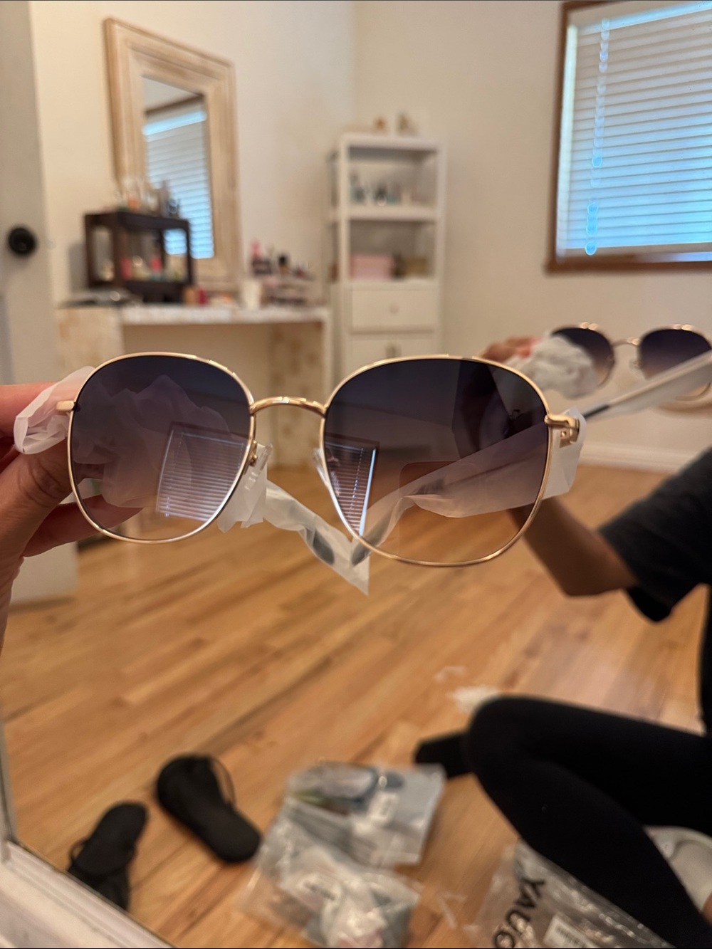 Gold Frame Gradient Lens Women's Sunglasses - Unbranded